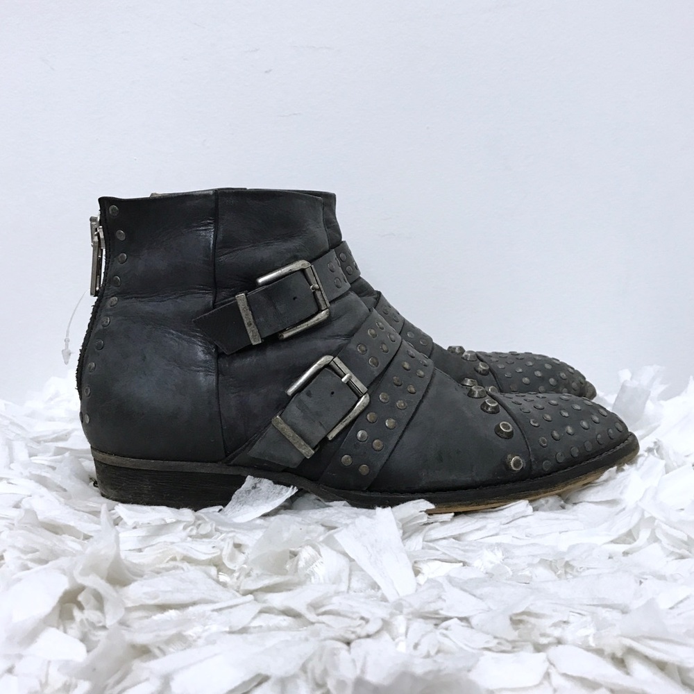 Diesel leather studded ankle boots sz 38